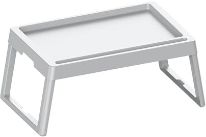 Go Practic Faltbare Betttisch Weiß, Serviertablett Schoß Schreibtisch, Laptoptisch, Betttablett mit Tassen Schlitz, zum Essen, Lesen, Arbeiten 25,5cm Klappbar Frühstückstablett
