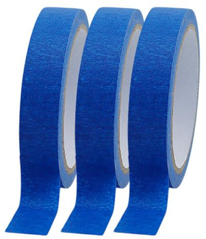 Jubilofex Ruban adhésif de masquage - 3 rouleaux x 65,6 pieds de ruban artistique, fournitures artisanales bleues amovibles d'étiquetage automobile pour mur artistique calfté