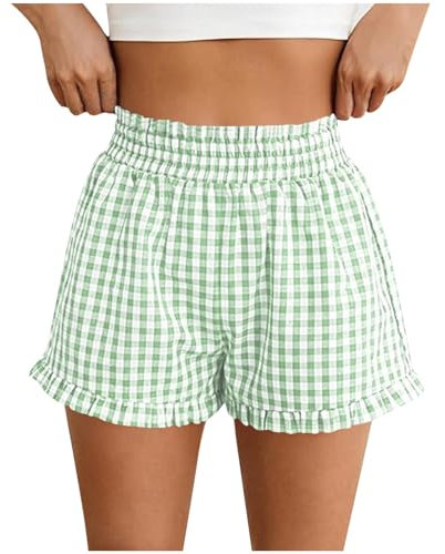 Pantaloncini da pigiama da donna super morbidi pantaloni da salotto da donna in cotone scozzese pantaloni pigiama estivi casual pantaloni pigiama a quadri elasticizzati Y2K carino boxer larghi per