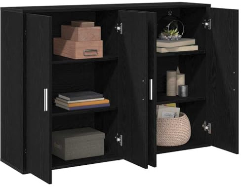 vidaXL Sideboard 2 STK. Schwarz Eichen-Optik 60 x 31 x 84 cm | Glatte matte Oberfläche mit Holzwerkstoff, Viel Platz mit vier Standardtüren,