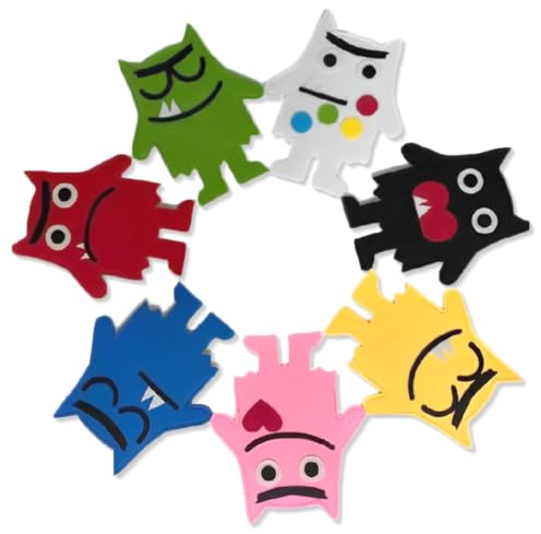 KEWUF 7 Pcs Farbmonster Handpuppen, emotionale Traurigkeit Plüsch Fingerpuppen, Nicht gewebte Stoffmonsterpuppen, DIY Early Learning Sockenpuppen für Geburtstagsfeier so tun Partyzubehör zu