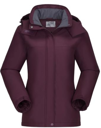 OutPro Giacca da sci da donna invernale cappotto da neve in pile caldo da montagna impermeabile giacca da donna per snowboard, Lilla, L