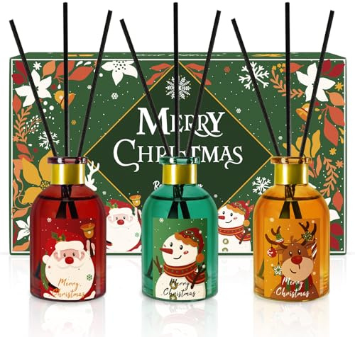 SCENTORINI Raumduft Apfel Zimt, Weihnachten Raumerfrischer mit Zedernholz | Room Fragrance, 3 x 50 ml, Duftstäbchen Raumduft, Lufterfrischer, Duftvase für Weihnachtsdeko, Räume, Badezimmer