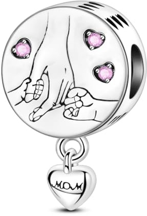 Hapour 925 Argent Sterling Breloques Maman pour Bracelet de Breloques Coeur Love Charm Beads Cadeau pour Femme Mère Grand-mère Cadeau Fête des Mères
