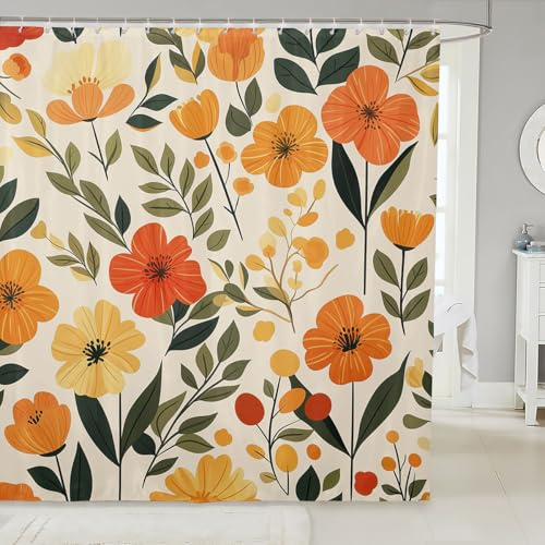 Homewish Rideau Douche 180x180cm Boho Floral,Rideaux de Douche Funky Esthétique Botanique,Rideau de Baignoire Enfants Adultes Femmes Hommes Mignonne Fleur Colorée Abstrait Moderne