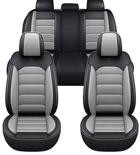 FIENZA Auto Sitzbezüge Set für Citroen C3 Aircross, 5 Stück Sitzbezug Auto Set Rücksitz Leder Vordersitze Atmungsaktiv Wasserdicht Und Komfortabel, Sitzschoner Universal(Gray)