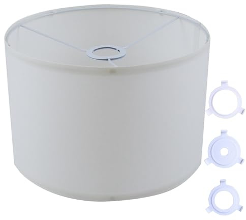 Stoff Lampenschirm, lampenschirme mit Konverter für E27, E26,E14,11mm | Ø 30cm x H 20cm Cremeweiß lampenschirm für Tischlampe Wandlampe, Naturleinen Hardcover Handgefertigt