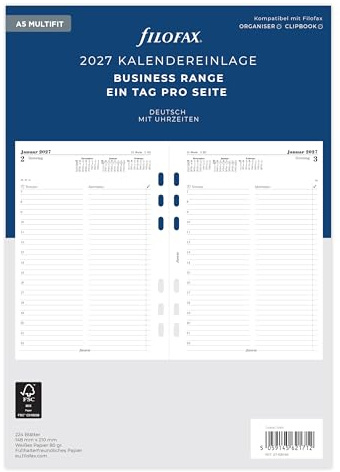 Filofax Kalendereinlage A5 Multi 1 Tag auf 1 Seite deutsch 2027