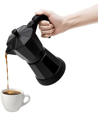 hongward Caffettiera elettrica da 480 W, 300 ml, caffettiera Moka in alluminio, per 2-3 tazze di cappuccino e americano, con valvola di sicurezza, manico anti-ebollimento, adatto per casa e ufficio