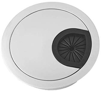 Gedotec Passe Cable Bureau Informatique - Organisateur de Bureau Cable Management - Table d'Ordinateur, Plan de Travail, Meuble Rangement- Guide Fils Métallique – Chrome Mate - Ø 80 mm -1 Pièce