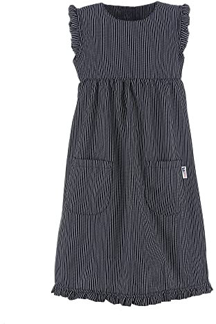 modAS Kinder Fischerkleid Mädchenkleid Maritim - Streifenkleid Kleid für Mädchen mit Streifen aus Baumwolle breit gestreift Blau in Größe 128