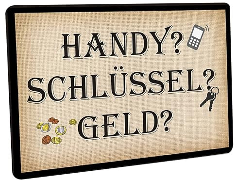 Crealuxe Fussmatte - Handy - Schlüssel - Geld - 60x40cm, Fussmatte Bedruckt Türmatte Innenmatte Schmutzmatte lustige Motivfussmatte