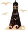 XL 3-D Effekt__ Design Wanduhr - Uhr aus Holz - Leuchtturm - braun/Hellbraun - incl. Name - 49 cm groß - sehr leise ! - für Wohnzimmer & Kinderzimmer..