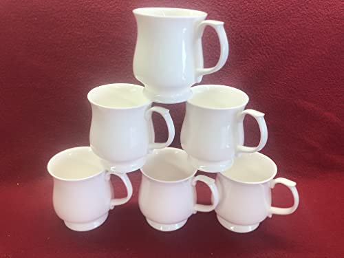 Bone China White China Set 6 Mugs Stacking Small Size