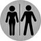 immi 4x Türschild WC-Allgemein, WC-Männchen, 9,5cm Ø, rund, Edelstahl-Optik