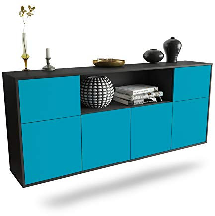 Dekati Sideboard West Valley City hängend (180x77x35cm) Korpus anthrazit matt - Front Türkis - Push to Open
