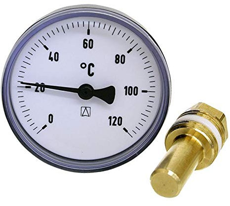 WITTKOWARE Bimetall-Thermometer, DN15 (1/2), Ø 63mm, -20 bis +60°C, schwarz