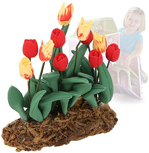 Tnfeeon 1:12 Miniatur Puppenhaus Tulpe Pflanze Bonsai Puppenhaus Tulpe Balkon Wohnzimmer Garten Zubehör Spielzeug