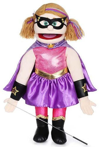25 Superhero, Peach Girl, Full Body, Ventriloquist Style Puppet