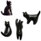VOSAREA 4pcs Resin Refrigerator 3D Abstract Little Black Cat Shape Design for Home Black