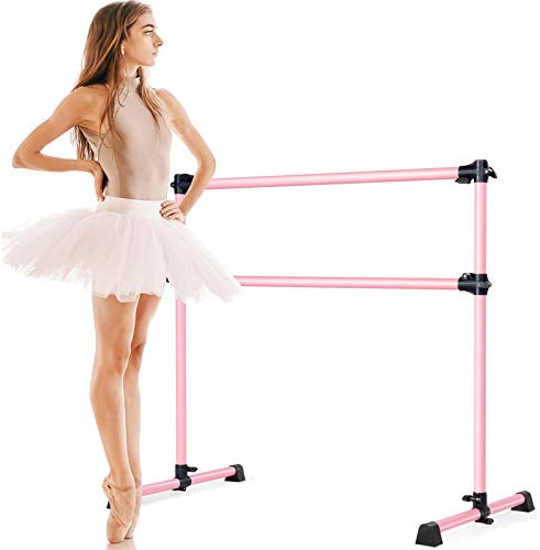 GOPLUS Ballettstange, Ballet-Bar, Stretchstange, höhenverstellbar, für Kinder und Erwachsene, 120 x 118 x 71cm, Farbwahl (Rosa)