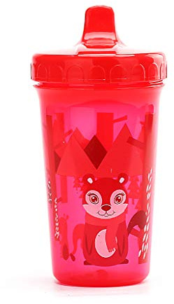 KERDEJAR Trinkbecher, Fuchs-Hasen-Motiv, auslaufsicher, 300 ml, Rot