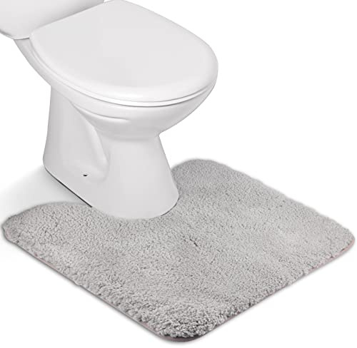 FCSDETAIL rutschfeste, Hochflor Badteppiche, Maschinenwaschbare Badematte, Badvorleger mit Wasserabsorbierenden, Weichen Mikrofasern für Badewanne, Dusche und Badezimmer (50x50cm, Hellgrau)