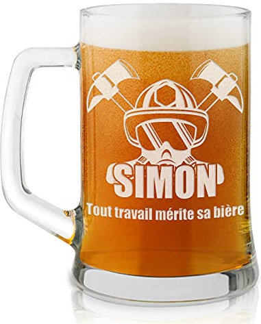 Maverton Chope à Bière Gravée - Contenance : 50 cl – Verre à Bière Personnalisé avec Anse - Souvenir pour les Amateurs de Bières – Cadeau Anniversaire Homme - Idee Cadeau Homme - ouvrier