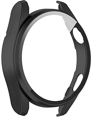 AWADUO Coque de protection complète en polycarbonate pour montre connectée Huawei Watch 3 Pro - Protection d'écran en verre trempé - Souple et durable - Noir