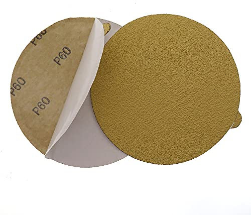 CAIDAI&YL 6 Dischi abrasivi adesivi autoadesivi PSA oro, 60