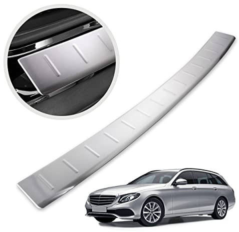 CHROMEMASTER | Ladekantenschutz | Kompatibel mit Mercedes C-Klasse Kombi W205 T-Modell 2014- ; Gebürsteter Edelstahl, Silber matt; Unsere Lackschutzleiste Sichert den Heckstoßfänger vor Kratzern