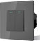 BSEED Interrupteur à Bascule Bouton Poussoir Applique Murale Interrupteur MéCanique 10A 250V Plaque De Cristal Trempé Gris 2 Gang 1 Voie Interrupteur D'éClairage Sans Vis
