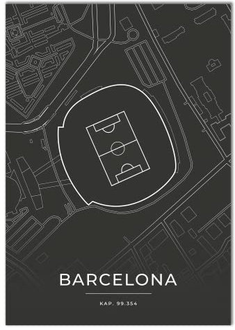 Vacentures Barcelona Stadion Poster - Fussballstadion-Poster - Geschenk für Fußballfans (21x30 CM (DIN A4))
