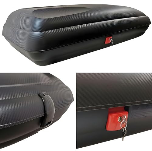 Dachbox VDPBA320 320 Liter carbonlook abschließbar + Dachträger Sherman kompatibel mit Škoda Karoq ab 18