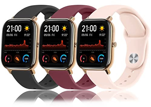 AK【3 PCS Cinturino per Amazfit GTS/Amazfit GTS 2/Amazfit GTS 2 Mini, 20mm Sport in Morbido Silicone per Amazfit Bip/Bip U/Bip Lite/Bip S/Bip 3/Amazfit GTS 2e/GTS 3/GTS 4/GTS 4 Mini/GTR 42mm