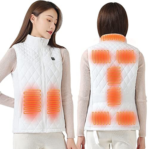 Heizweste Damen, Wärmeweste Elektrisch, Heizjacke Usb, Weste Mit Heizung, Warme Weste Beheizt, Heated Vest Einstellbar Temperatur Für Outdoor Jagd (as3, alpha, x_s, regular, regular, Weiß, XS)