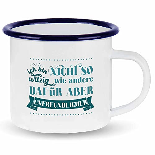 wowshirt Emallie Tasse Ich bin vielleicht nicht so Lustig wie Andere Unfreundlicher Mitarbeiter Kollege, Farbe:White - Navy