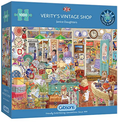 Verity’s Vintage Shop | 1000 Piece Jigsaw Puzzle | Antique Jigsaw Puzzle | Sustainable Jigsaw Puzzle for Adults | Premium 100% Recycled Board | Great Gift for Adults | Gibsons Games