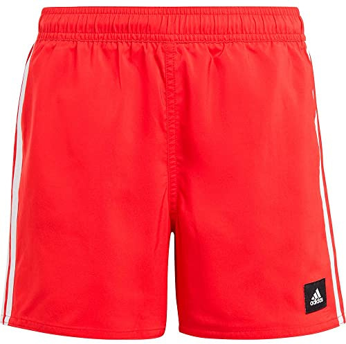 adidas Jungen 3-Stripes Swim Shorts, better scarlet/white, 9-10 Years