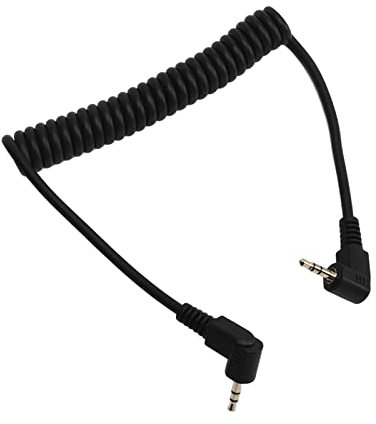 Camera Flash Sync Cable, Flash Sync Cable 2.5mm Male to Male Coiled Cord for Camera EM Series DSLR