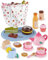 RRIBOUDWAN Jouets alimentaires en bois pour enfants avec crème glacée, boissons, tasse, théière et sac de rangement, service à thé pour filles, cadeau pour anniversaire, Noël, Halloween et Pâques