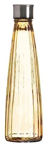 WESTCRAFT Bouteille d'eau en verre coloré 750ml Vintage Hermétique pour jus, boisson, bouteille d'eau (6 couleurs pastel au choix) (Jaune linéaire)