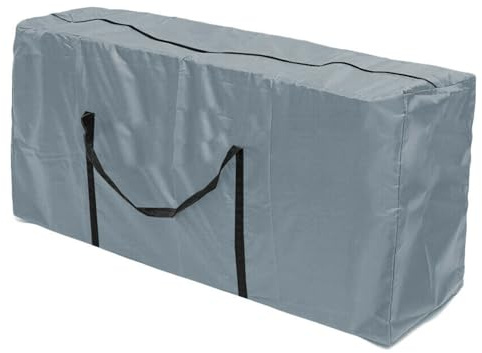 SEIYOGDS Aufbewahrungstasche Gartenauflagen, Wasserdicht UV-Beständiges Schwerlast Reißfest Oxford Gewebe mit Tragegriff inklusive Aufbewahrungsbeutel (Silber, 116x47x51cm)