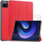 ZTAOOPOU Housse pour Xiaomi Pad 6 11 Coque avec Xiaomi Pad 6 Pro 2023 Film trempé [2 Pièces] avec Support Pliant Housse Protection Coque (Rouge)