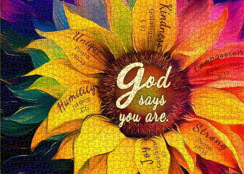 Rainbow Sunflower Puzzle for Adults 1000 Pieces, Colorful Flower Plant Puzzle Flower Jigsaw Puzzles for Adults, Religious Puzzles as Sunflower Decor