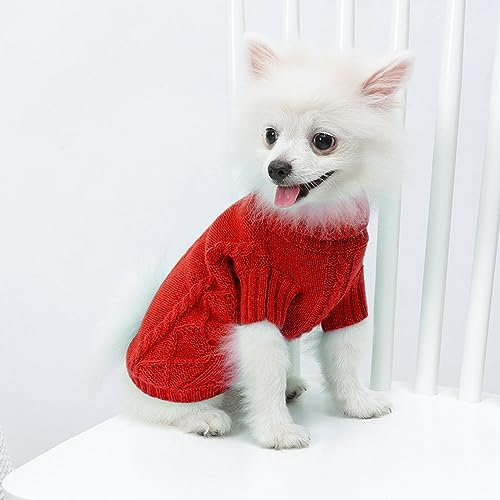 Yuehuamech Hundepullover Rollkragenpullover Hundepulli Klassisch Warm Gestrickt Welpe Pullover Strickwaren Katze Warm Kleidung Haustier Winterkleidung Outfits Beiläufiger Hund Ärmelloser Mantel