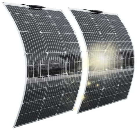 Aysolar 200W 12V Pannello Solare Flessibile (2PC 100W) Monocristallino Pannelli Fotovoltaico per Camper, Barche, Roulotte, Furgoni,Batterie 12V/24V e Altre Superfici Irregolari