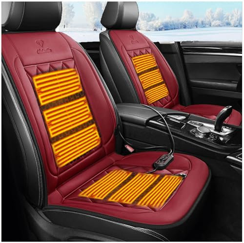 BesBet 12V Copri Sedili Riscaldati, Conduzione del Calore A Temperatura Costante 65°C, Antiscivolo Riscaldamento Sedile Auto, per I Veicoli per L'Ufficio di Casa, Ufficio,Red