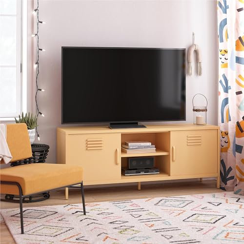 Novogratz Cache Metal Locker-Style TV Stand for TVs up to 65, Yellow