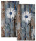 Rustikales Gänseblümchen-Handtücher, Set mit 2 blau-braunen Blumenmuster, Bauernhaus, Fingerspitzen-Handtücher für Badezimmer, Frühling, botanisch auf Holz, dekorativ, saugfähig, weich, Küchentücher